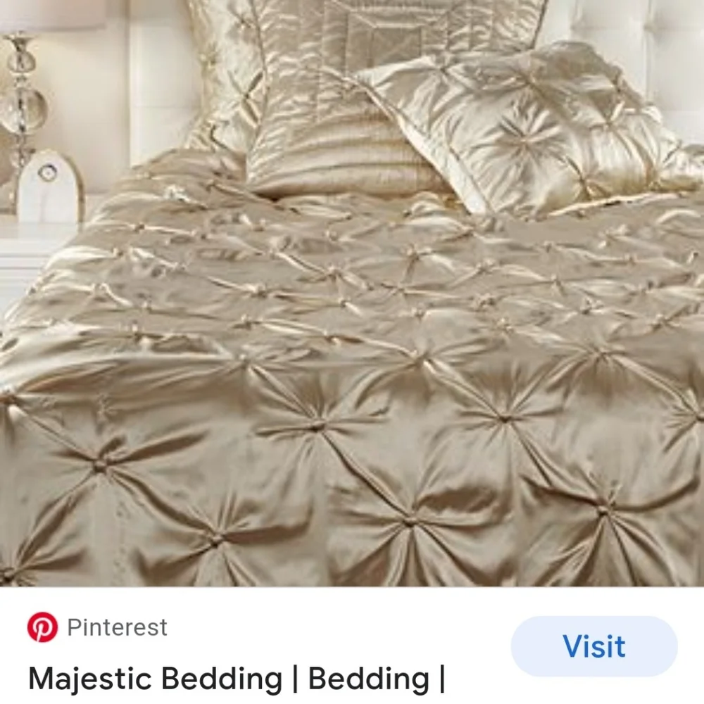 Dress up your bed for the holidays! Z Gallerie Majestic bedding in soft gold.